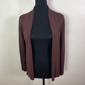 Birch Hill Women's M Burgundy Knit Open Front Long Sleeve Cardigan Sweater